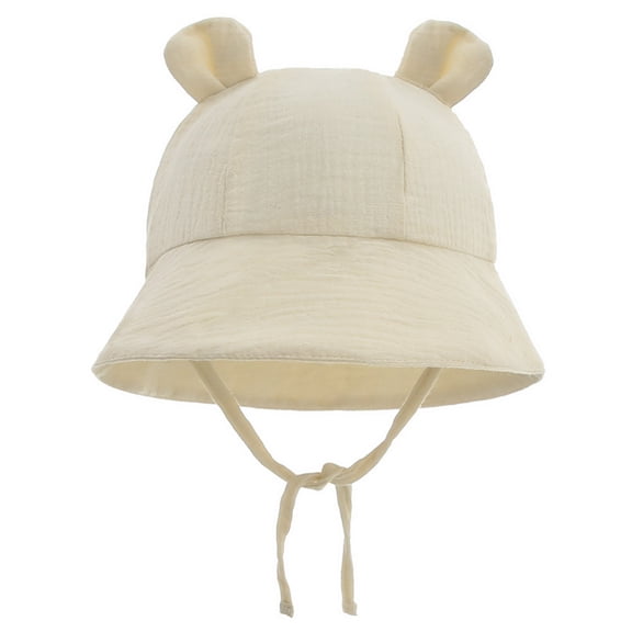 Hjtefg Kids Sun Hat - Adjustable Fisherman Cap for Boys & Girls, Lightweight Breathable Outdoor Play Hat for Beach & Parties, Comfortable Kids' Headwear,Color: Beige Size: 3-12 Months