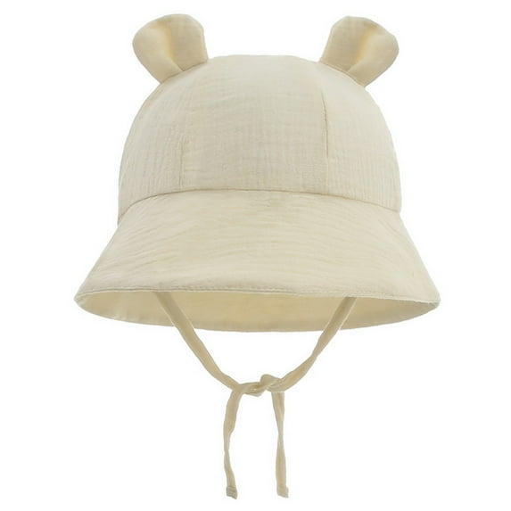 Hjtefg Kids Sun Hat - Adjustable Fisherman Cap for Boys & Girls, Lightweight Breathable Outdoor Play Hat for Beach & Parties, Comfortable Kids' Headwear,Color: Beige Size: 3-12 Months