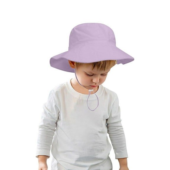 Hjtefg Kids Sun Hat - Breathable Fisherman Style Hat, Wide Brim Beach & Outdoor Play Hat for Boys & Girls, Adjustable Sun Shade,Color: Purple Size: 6-24 Months