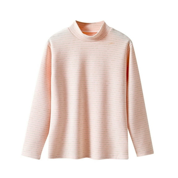 Hjtefg Kids' Thermal Neck Shirt - Soft Striped Pullover for Boys & Girls,Color: Pink Size: 4-5 Years