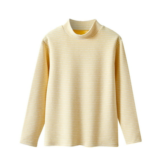 Hjtefg Kids' Thermal Neck Shirt - Soft Striped Pullover for Boys & Girls,Color: Yellow Size: 6-7 Years