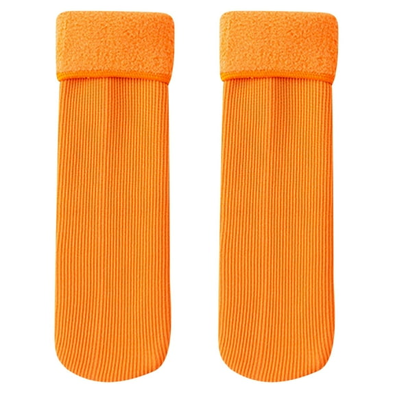 Hjtefg Kids' Thermal Socks - Velvet-Lined Winter Socks, Warm Snow Socks with Ribbed Design for Boys & Girls,Color: Orange Size: 1-10 Years