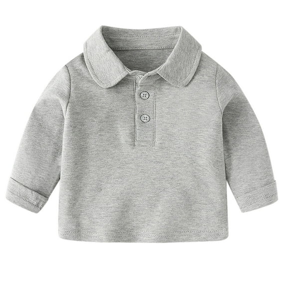 Hjtefg Kids Toddler Baby Boys Girls Solid Long Sleeve Blouse Top Soft Comfortable Casual Tee Shirt Outfits Spring Clothing,Color: 1-Grey Size: 18-24 Months