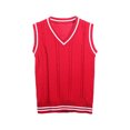 thumbnail image 1 of Hjtefg Kids V-Neck Vest - Sleeveless Knit Pullover for Boys & Girls, Warm Textured Sweater Top for Layering,Color: 1-Red Size: 13-14 Years, 1 of 4