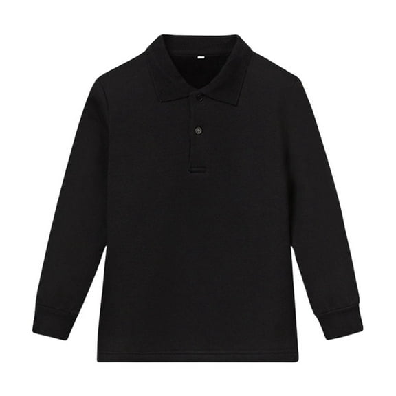 Hjtefg Kids' Warm Long Sleeve Button-Down | Soft Thicken Shirt for Boys & Girls,Color: Black Size: 18-24 Months