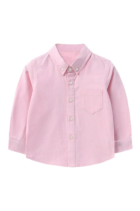 Kids' Western Shirt - Button-Down Long Sleeve Top, Classic Blouse for Boys, Smart Casual School Wear,Color: Pink Size: 8-9 Years