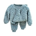 thumbnail image 1 of Hjtefg Kids' Winter Pajama Set - 2-Piece Flannel Sleepwear, Warm Long Sleeve Top & Pants for Toddler Boys & Girls, Cozy Thermal Sleep Outfit with Korean Style Design,Color: Blue Size: 13-14 Years, 1 of 3