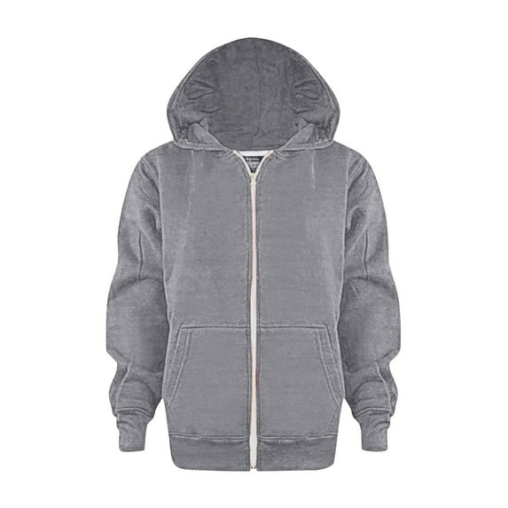 Hjtefg Kids' Zip Hoodie - Soft Unisex Pullover with Pockets, Cozy Long Sleeve Jacket for Boys & Girls,Color: Grey Size: 7-8 Years