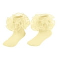 thumbnail image 1 of Hjtefg Lolita Girls' Socks - Delicate Lace Trim Ankle Socks, Pure Color Dress Socks for Student Dance Style,Color: Light Yellow Size: 0-6 Months, 1 of 3