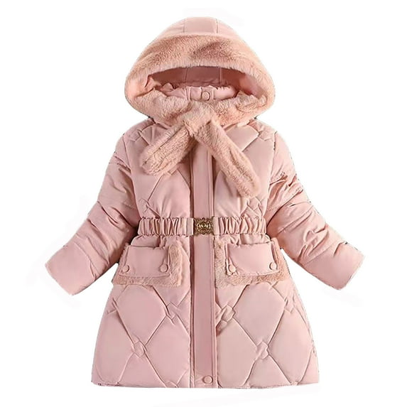Hjtefg Playful Print Season Hooded Padded Coat For Toddler Boys Girls Lightweight Warm Outerwear With Secure Closure,Color: 2-Pink Size: 8-9 Years