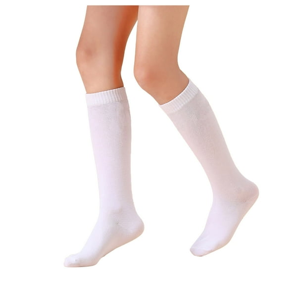 Hjtefg School Season Solid Color Knee High Socks Warm Comfortable Stockings for Children Boys Girls Soft Breathable Over The Knee Stockings for Daily Wear,Color: X1-White Size: 5-7 Years