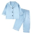 thumbnail image 1 of Hjtefg Toddler Boys Girls Long Sleeve Solid Tee Shirt Pants Casual Outfits Delicate Fabric Two Piece Set Soft Loungewear for Home Relaxation,Color: 2-Light Blue Size: 5-6 Years, 1 of 5