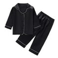 thumbnail image 1 of Hjtefg Toddler Boys Girls Long Sleeve Solid Tee Shirt Pants Casual Outfits Smooth Two Piece Set Soft Loungewear for Home Relaxation,Color: 1-Black Size: 3-4 Years, 1 of 8