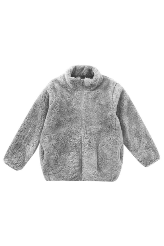 Toddler Boys Girls Long Sleeve Winter Solid Zippered Coat Jacket Thicken Warm Outwear Soft Coral Cold Weather Jacket for Freezing Day Adventures,Color: 1-Grey Size: 12-13 Years