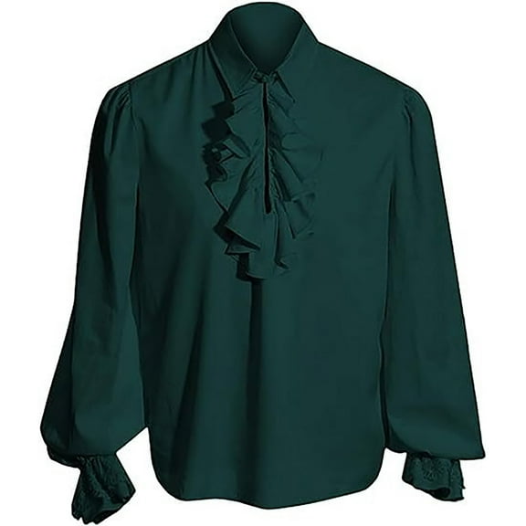 Hjtefg Toddler Boys Scottish Jacobite Shirt Lace Up Front Design Elegant Historical Blouse for formal Gatherings and Celebrations,Color: 2-Green Size: 4-5 Years