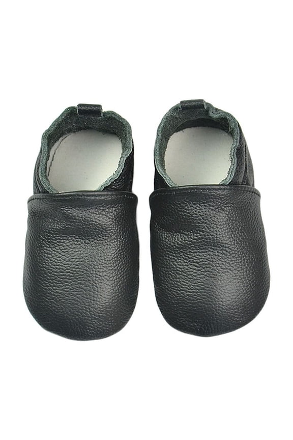 Toddler Comfort Shoes - Soft Leather Slippers for Little Feet | Flexible Sole Design | Breathable Everyday Wear for Early Years,Color: 2-Black Size: 12-18 Months