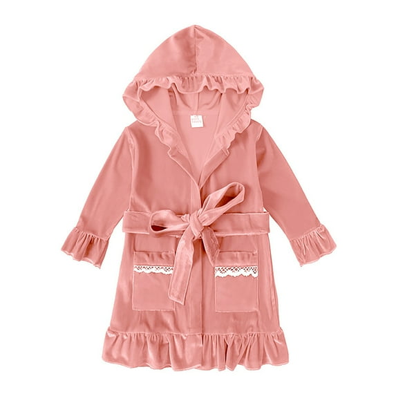 Hjtefg Toddler Girls Boys Long Sleeve Christmas Bathrobe, Velvet Sleepdress For Kids, Leisure Wear For Babies, Children's Christmas Home Wear,Color: Pink Size: 4-5 Years