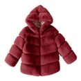 thumbnail image 1 of Hjtefg Toddler Girls Collar Jacket, Fall Winter Warm Hooded Woolen Coat with Textured Fabric, Soft Insulated Outerwear for Kids,Color: 1-Wine Size: 9-10 Years, 1 of 3