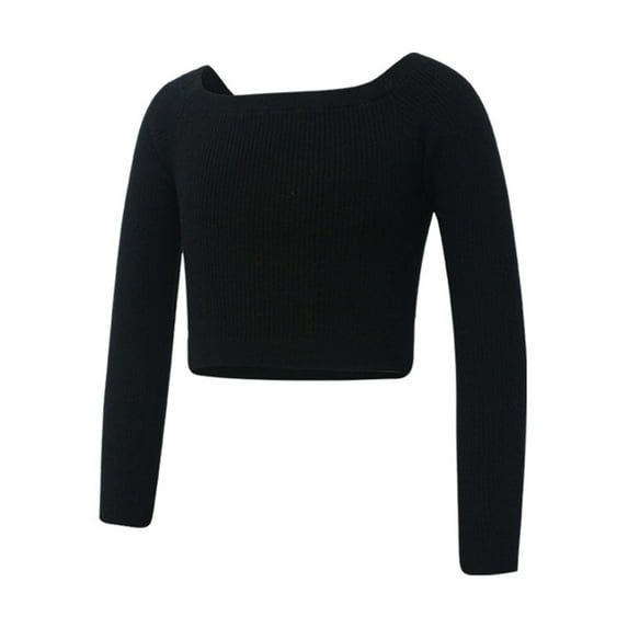 Hjtefg Toddler Girls' Long Sleeve Ballet Sweater, Soft Warm Pullover, Ideal for Little Dancers,Color: Black Size: 5-6 Years