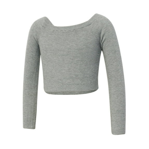 Hjtefg Toddler Girls' Long Sleeve Ballet Sweater, Soft Warm Pullover, Ideal for Little Dancers,Color: Grey Size: 2-3 Years