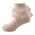 thumbnail image 1 of Hjtefg Toddler Girls Socks - Lace Ruffle Ankle Socks with Ripple Trim, Soft Breathable Socks for Baby Girls,Color: PK2 Size: 4-6 Years, 1 of 2