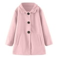 thumbnail image 1 of Hjtefg Toddler Girls' Winter Coat - Windproof Wool-Blend Jacket with Stand Collar, Thick Warm Long-Sleeve Outerwear for Cold Weather,Color: 2-Pink Size: 5-6 Years, 1 of 8