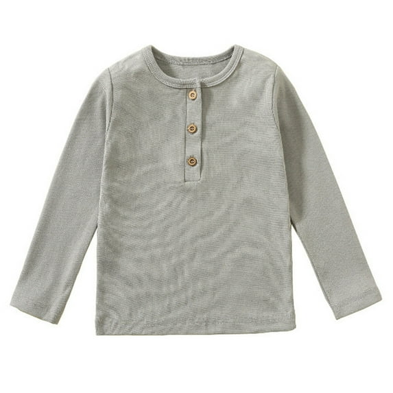 Hjtefg Toddler Kids Baby Girls Boys Long Sleeve Ribbed T-Shirt Tops Stretch Comfortable Soft Casual Tee Shirt Childrens Clothing,Color: 1-GY2 Size: 4-5 Years