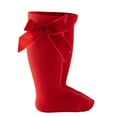 thumbnail image 1 of Hjtefg Toddler Knee-High Socks - Ribbed Knit Stockings for Girls, Mid-Calf Solid Color Socks with Bow Detailing,Color: Z1-Red Size: 0-1 Years, 1 of 4