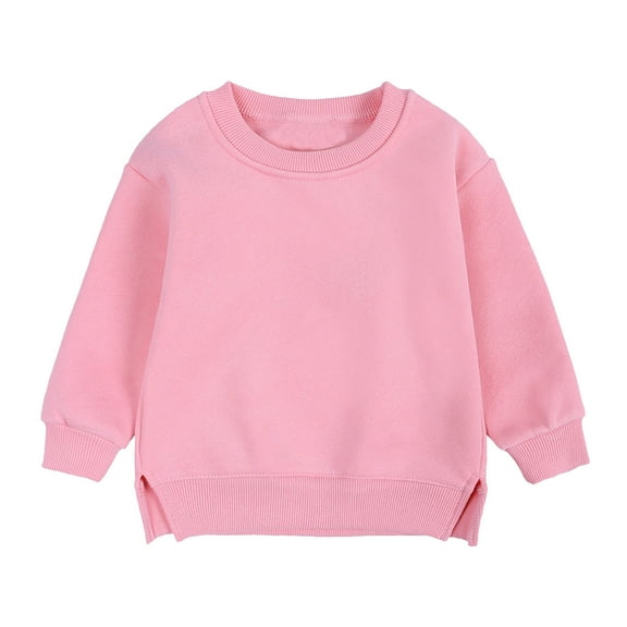 Hjtefg Toddler Pullover Sweatshirt - Solid Hoodie, Warm Kids Winter Top,Color: Hot Pink Size: 6-9 Months