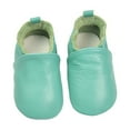 thumbnail image 1 of Hjtefg Toddler Soft-Sole Shoes - Gentle Leather Slippers for Early Movement | Flexible Suede-Bottom Footwear | Breathable Comfort for Little Feet,Color: 1-Light Green Size: 18-24 Months, 1 of 9