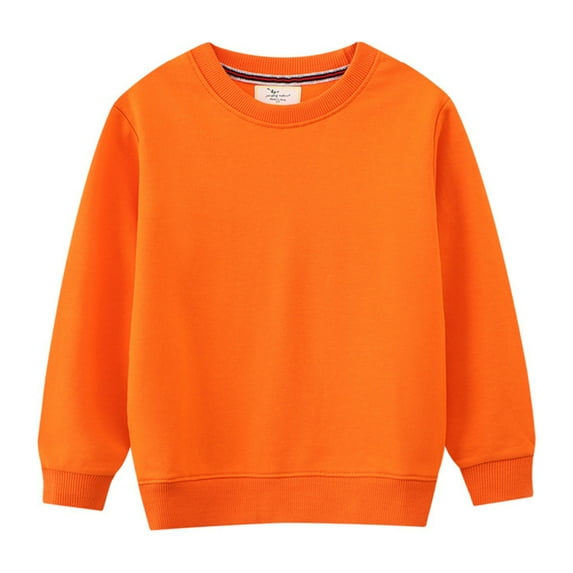 Hjtefg Toddler Solid Pullover, Long Sleeve Crewneck Sweatshirt for Boys and Girls, Soft Thermal Blended Top for Fall Winter, Comfortable Casual Shirt,Color: 1-Orange Size: 4-5 Years