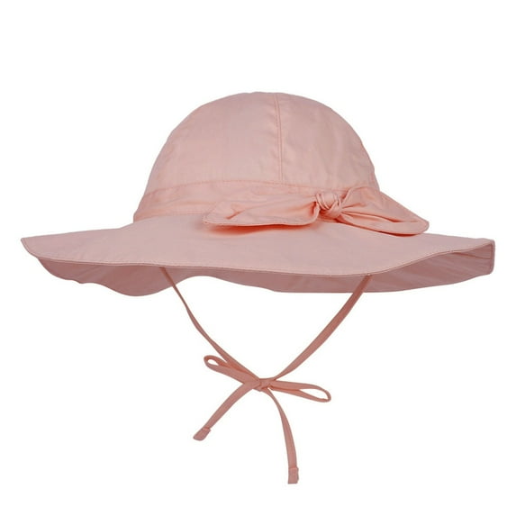 Hjtefg Toddler Sun Hat - Wide Brim Adjustable Bucket Hat with Bow for Boys & Girls, Beach Hat for Outdoor Play, Comfortable Kids' Headwear,Color: Pink Size: 2-5 Years