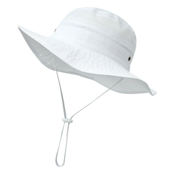 Hjtefg Toddler Sun Hat - Wide Brim Adjustable Bucket Hat for Boys & Girls, Breathable Mesh Outdoor Play Hat, Comfortable Kids' Headwear,Color: White Size: 48