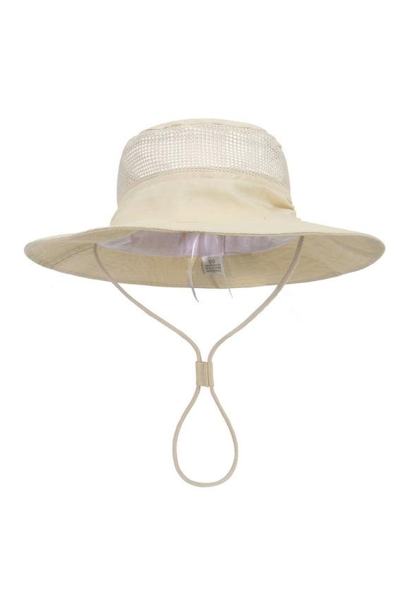 Toddler Sun Hat - Wide Brim Breathable Mesh Bucket Hat for Baby Boys & Girls, Lightweight Beach & Outdoor Play Hat with Full Face Coverage,Color: Beige Size: 3-12 Months