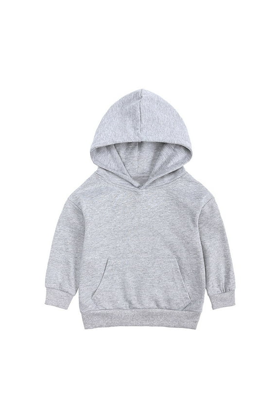 Unisex Toddler Hoodie, Basic Solid Long Sleeve Pullover with Pocket, Lightweight Hooded Sweatshirt for Fall, Soft Breathable Top for Boys and Girls,Color: 1-Grey Size: 2-3 Years