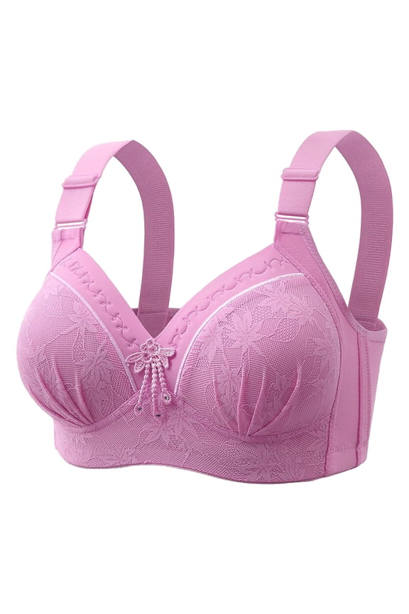 Women's Comfort Wireless Lightweight Full Coverage Bra Plus Size Supportive Everyday Seamless Gathering Lift Side Smoothing Comfortable Design,Color: T1-Purple Size: 44