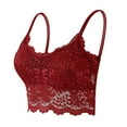 thumbnail image 1 of Hjtefg Women's Plus Size Wireless Bralette V Neck Lace Trim Crop Top Comfort Soft Full Coverage Lightweight Everyday Bra,Color: X1-Red Size: S, 1 of 6