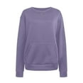 thumbnail image 1 of Hjtefg Women's Solid Color Pullover Sweatshirt, Long Sleeve Round Neck Top with Pocket, Comfortable Casual Loungewear for Daily Wear, Soft Relaxed Fit Blouse,Color: Dark Purple Size: XXL, 1 of 2