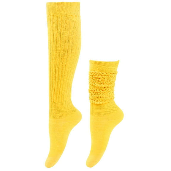 Hjtefg Womens Long Socks Heap Style Thigh High Socks Over The Knee Socks Solid Color Warm Leg Warmers Festival Cozy Stay Up Socks for Casual Wear,Color: O1-Yellow Size: One Size
