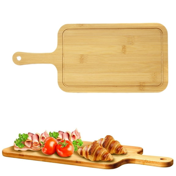 Hkapeg Bamboo Cutting Board with Handle Multipurpose Wooden Serving Board for Pizza Bread Cheese Charcuterie Fruit Vegetables Kitchen Prep and Party Presentation Kitchen Appliances