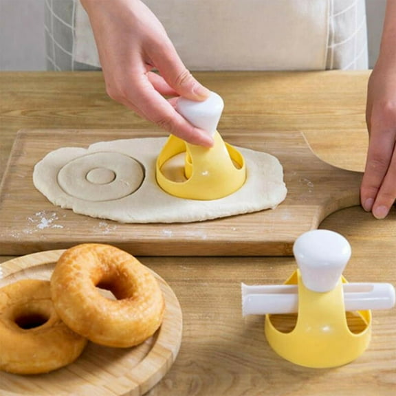 Hkapeg Plastic Donut Mold Easy Press Round Bread Pastry Cutter Press Tool for Donuts Bagels Cookies Muffins Cake Baking Dessert Making and Kitchen Use Dining Supplies