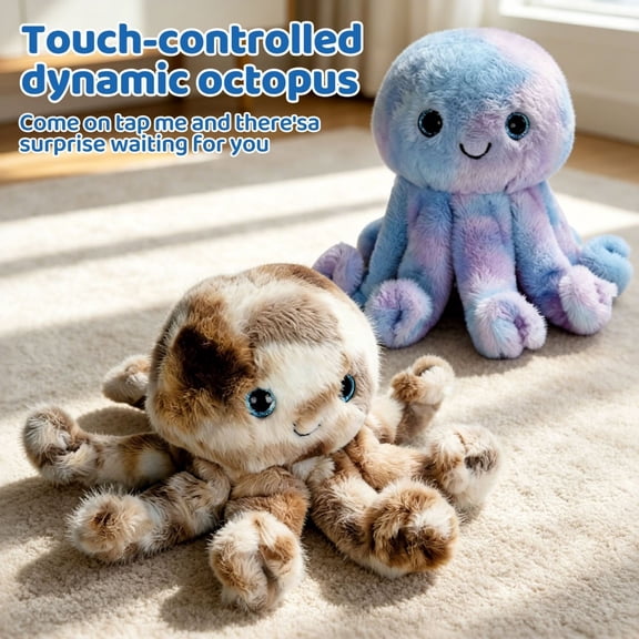Hkapeg Rechargeable Plush Octopus To Recording Singing Crawling Walking with USB Charging for Adults Interactive Educational Gift Xmas Gift