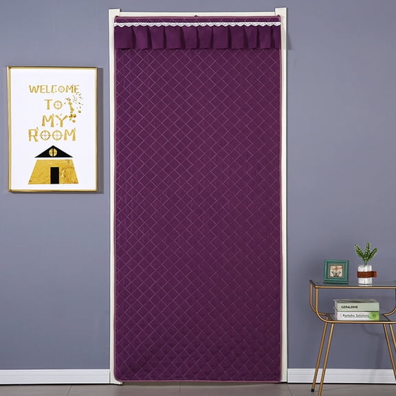 Hkapeg Thermal Insulated Door Curtain Thickened Windproof Waterproof Soundproof Handle Design Energy Saving Loop Strips for Winter Cold Block 31x79in Room Decor
