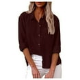 Hkcnichi Blouses for Women Dressy Casual Long Sleeve Button Down Dress