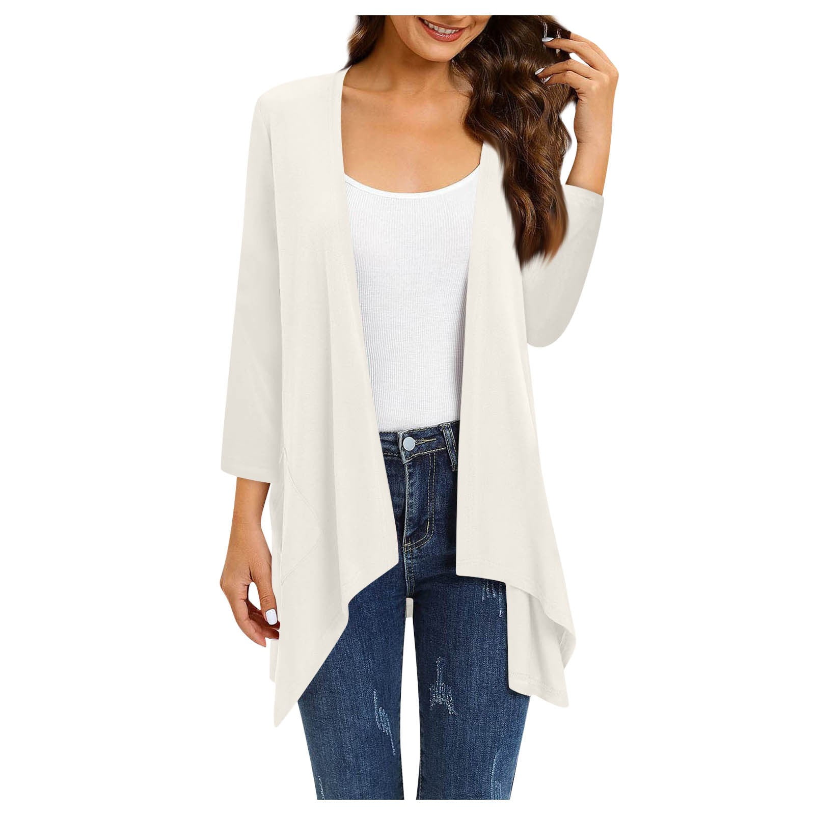 Hkibbfh Black Cardigan for Women 3/4 Sleeve Summer Shrugs for Women