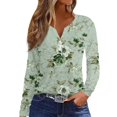 Hkibbfh Long Sleeve Womens Tops Buttons Henley Neck Blouses Trendy