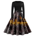 Hkibbfh Women's Halloween Dress Fall Vintage Spider  Print Long