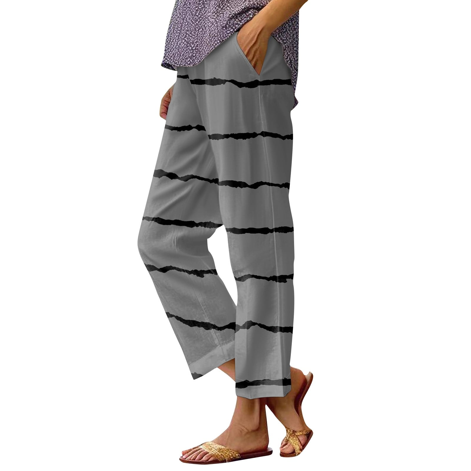 Hkibbfh Women's Wide Leg Dress Pants Linen Casual High Waist Palazzo