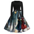 Hkibbfh Womens Halloween Dress Vintage Hepburn Dress Witch Printed Long