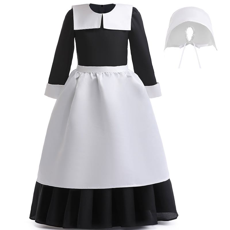 Wednesday Addams Cosplay Costume Women Black Dress Outfits Carnival Printed  Suit (150cm dress)